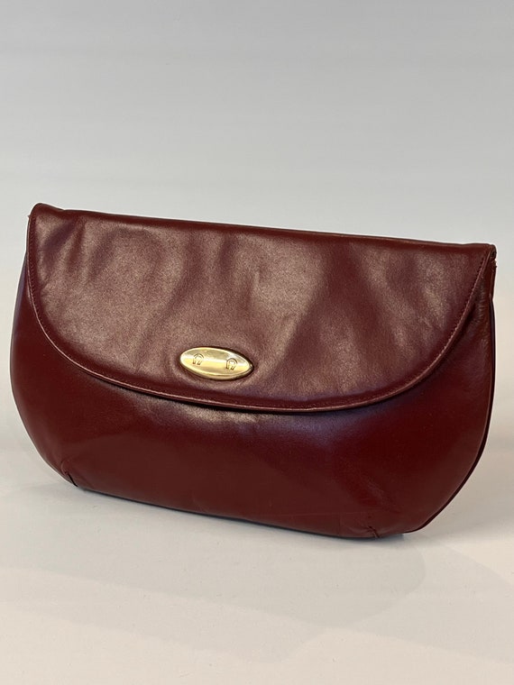 vintage Aigner burgundy leather envelope clutch 70