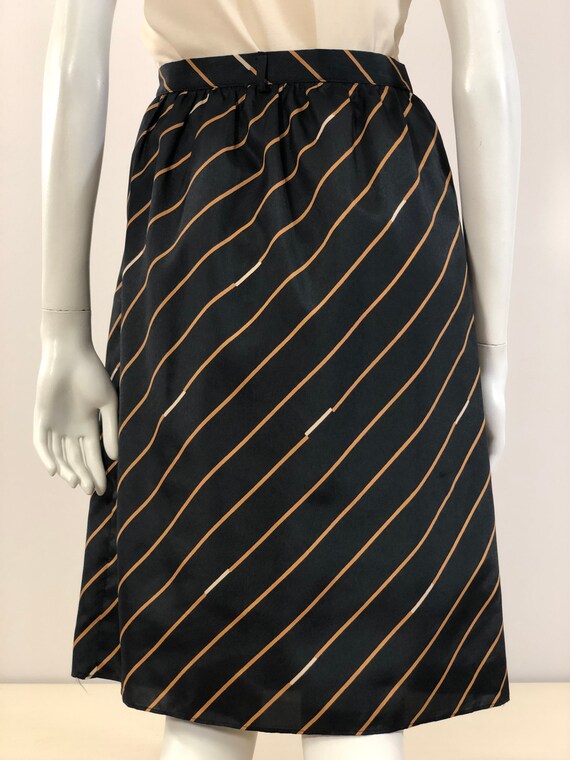 vintage graphic black diagonal striped skirt 70s - image 5