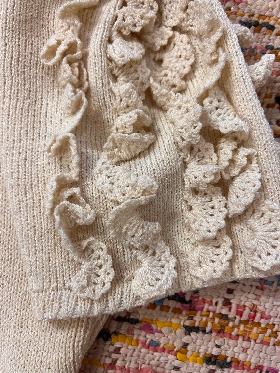 vintage Lillie Rubin ivory knit dress w/ crochete… - image 6