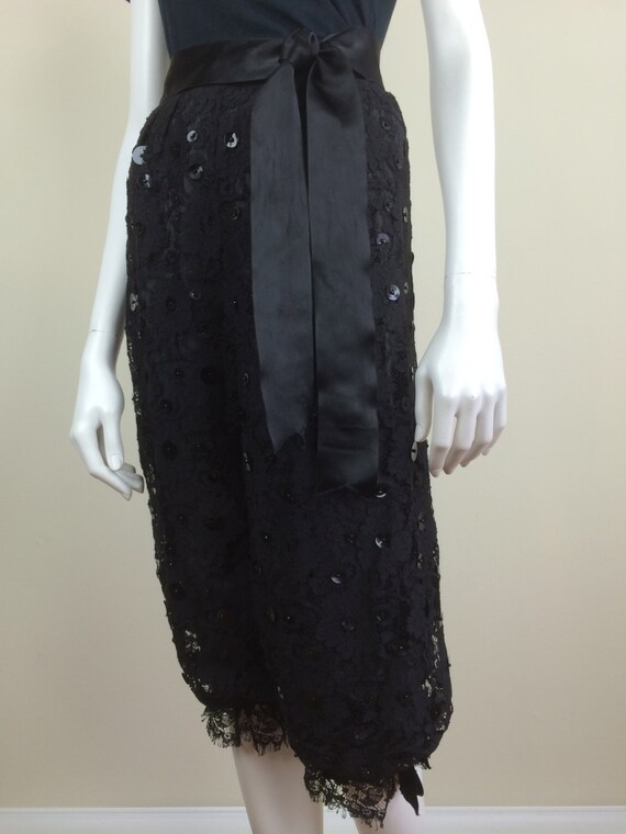 black lace knickers w/ palliates & satin trim 70s