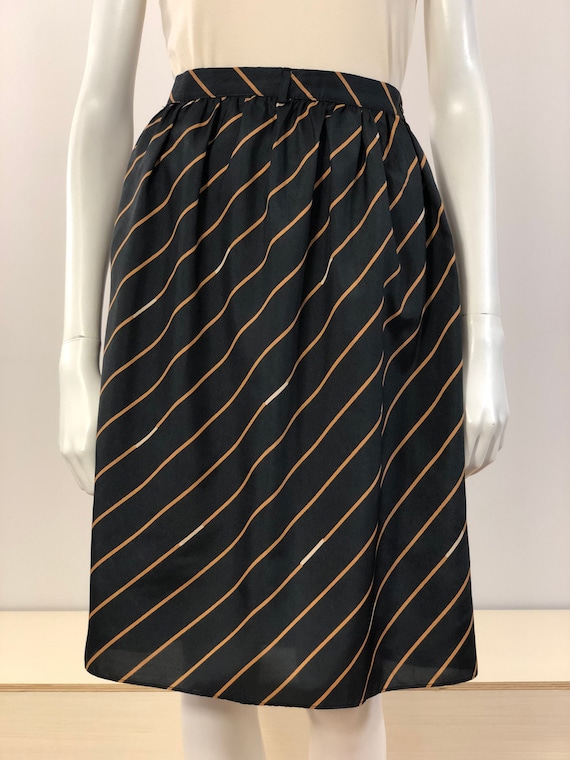 vintage graphic black diagonal striped skirt 70s - image 1