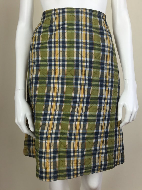 vintage India Madras cotton plaid quilted A line s