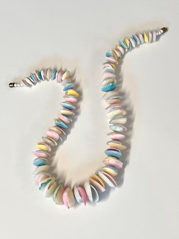 vintage chunky pastel coquina shell necklace 80s - image 5