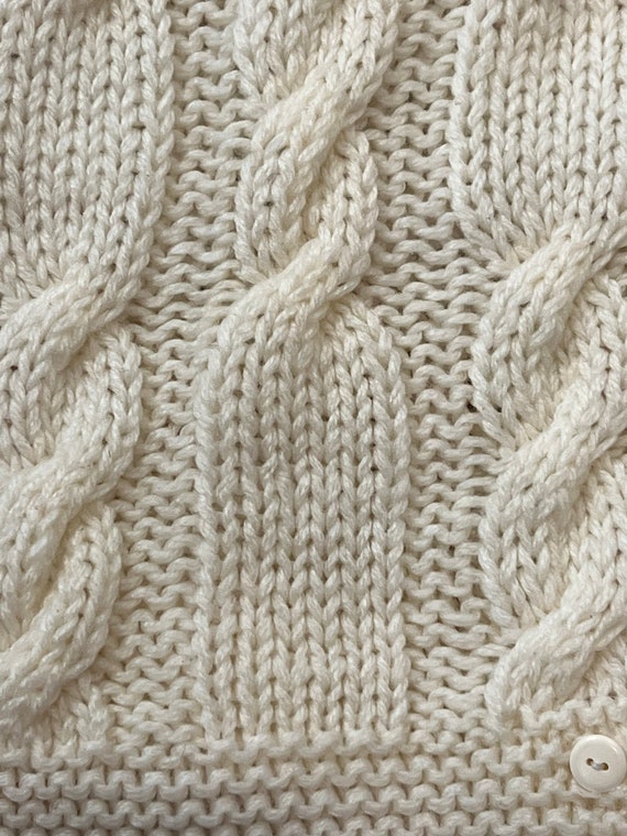 vintage ivory white chunky handknit cable sweater… - image 4