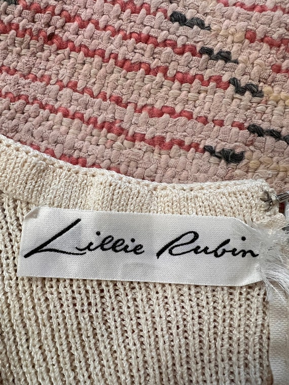 vintage Lillie Rubin ivory knit dress w/ crochete… - image 8