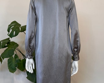 Vintage Michael Kors Grey Satin Silk Shirt Dress 90s - Etsy