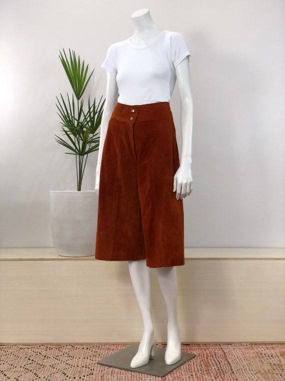 vintage rust brown suede high waisted gaucho pants