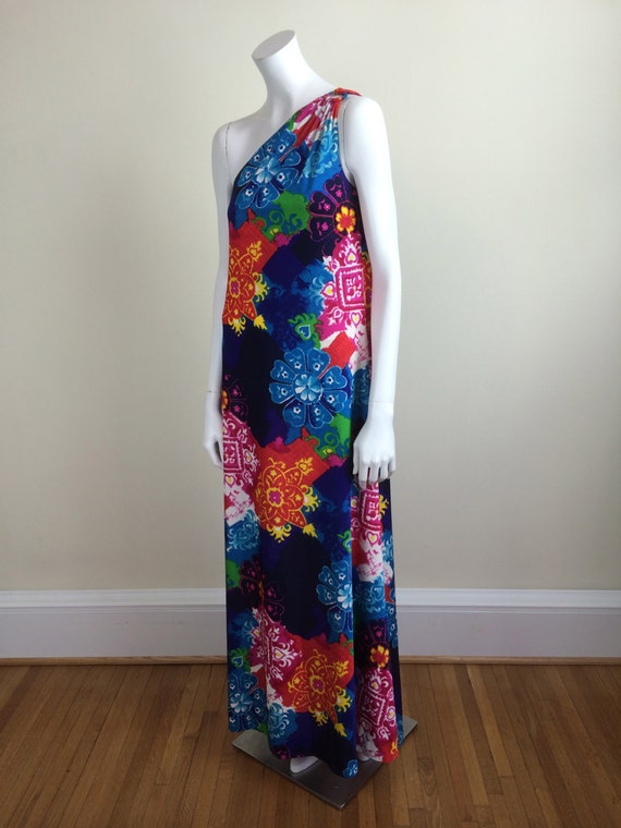 vintage Anne Fogarty vibrant batik patterned asym… - image 2