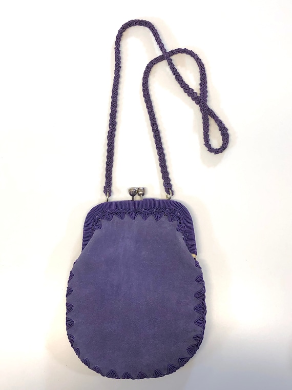 vintage purple suede & cord shoulder bag 60s