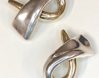 vintage David Varsano modernist sterling silver earrings 80s