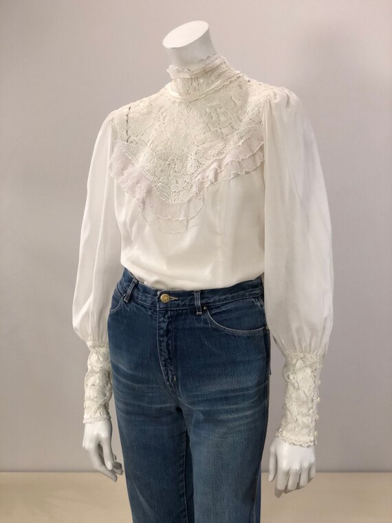 vintage Jessica’s Gunnies white high neck blouse w