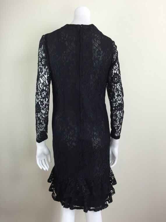 vintage black lace dropped waist sack sheath dres… - image 4