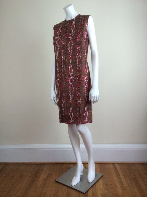 vintage intricate paisley print silk shift dress … - image 2
