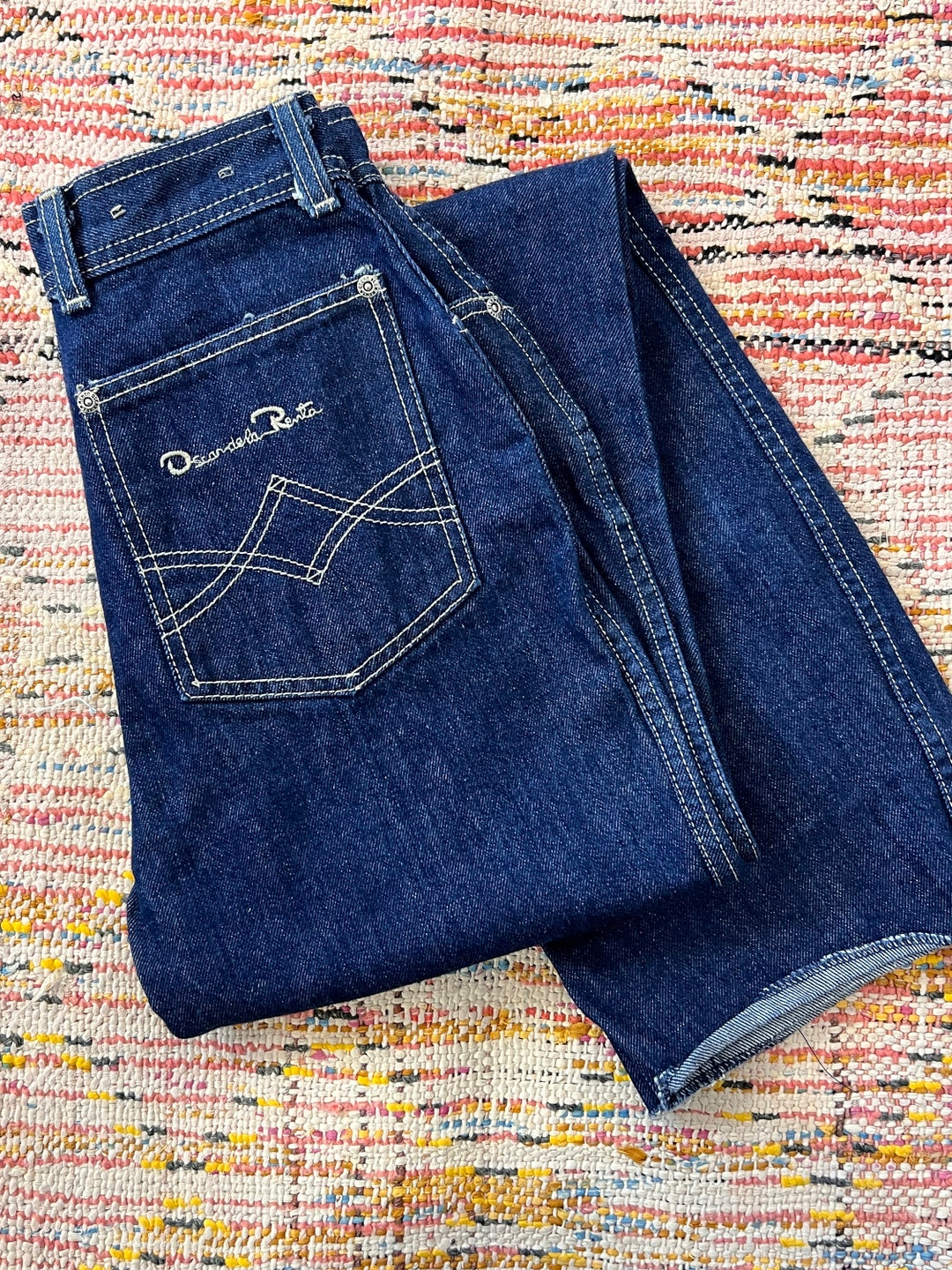 Vintage Oscar De La Renta Dark Denim Straight Leg Jeans 80s - Etsy