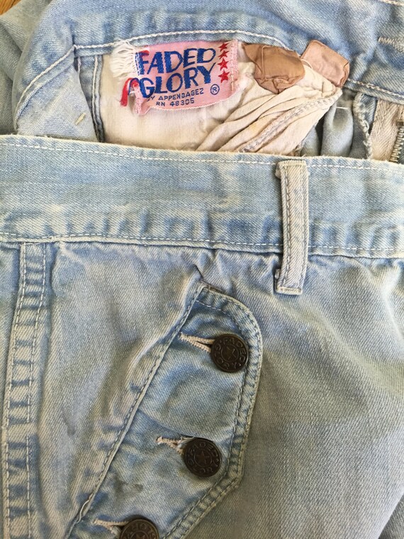 vintage faded denim flares w/ button pockets blue… - image 5