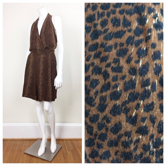 vintage sleeveless animal print romper jumpsuit w… - image 1