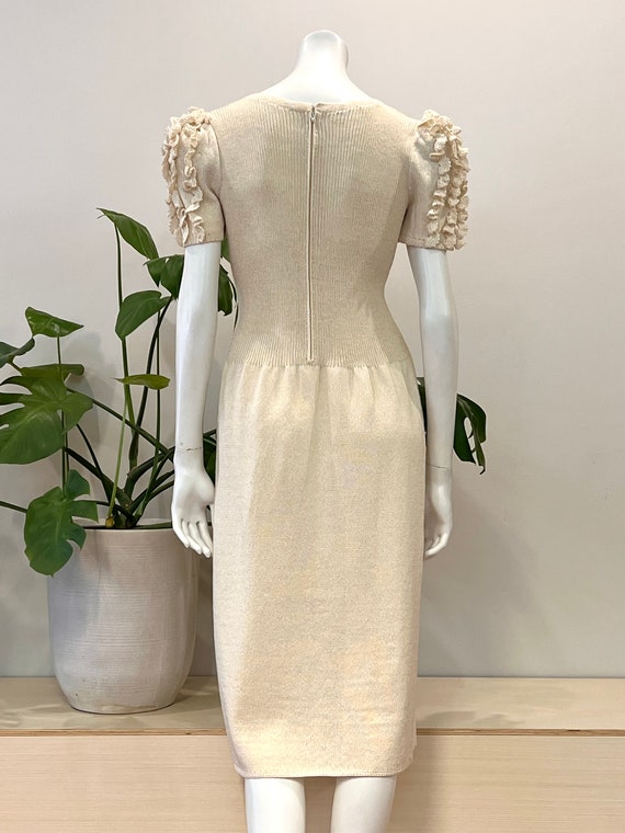 vintage Lillie Rubin ivory knit dress w/ crochete… - image 7