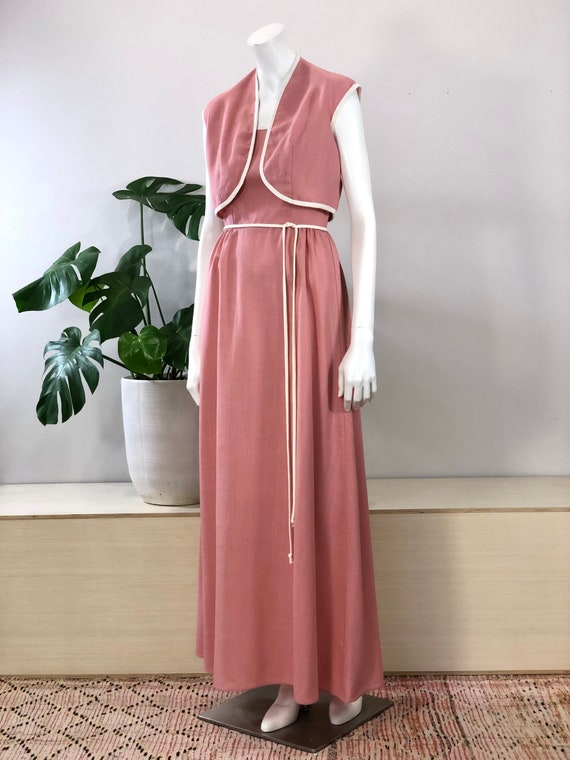 vintage Bianchi dusty rose pink maxi sun dress & c