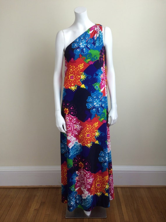vintage Anne Fogarty vibrant batik patterned asym… - image 3