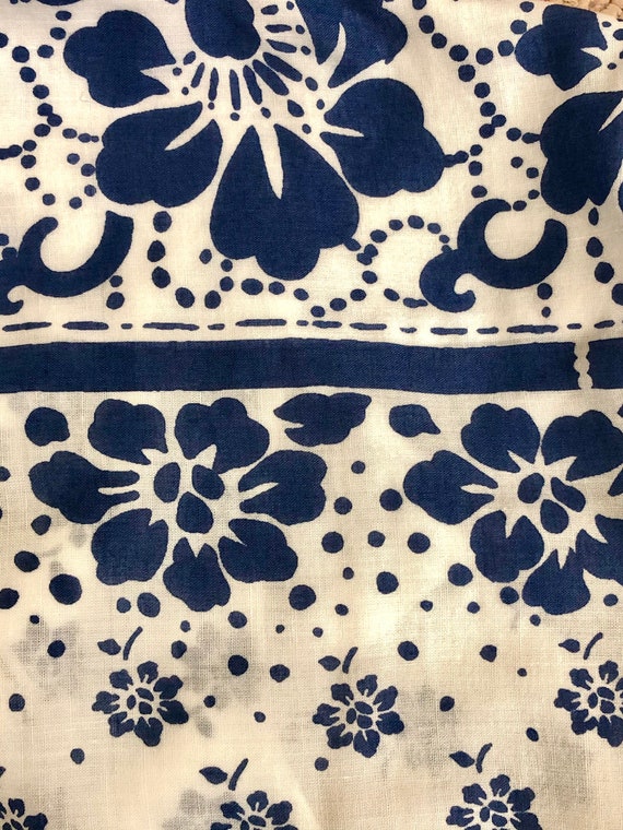 vintage Victor Costa cobalt blue & white block pr… - image 2