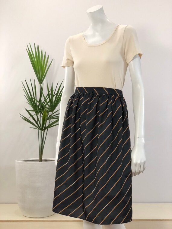 vintage graphic black diagonal striped skirt 70s - image 3