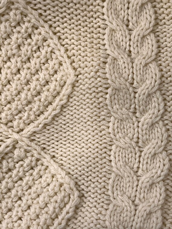vintage ivory cable knit hooded pullover sweater … - image 5