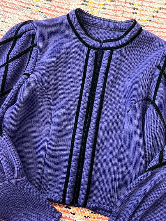 vintage tyrolean folk purple knit cropped cardiga… - image 2