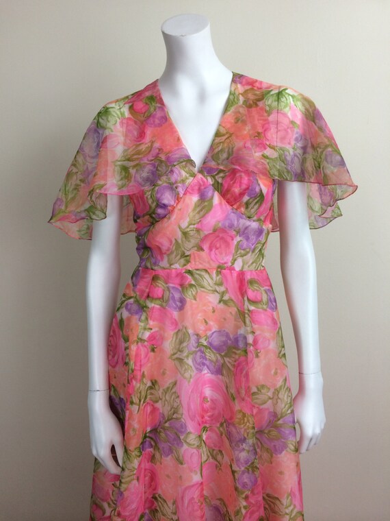 vintage Coco California floral chiffon halter maxi