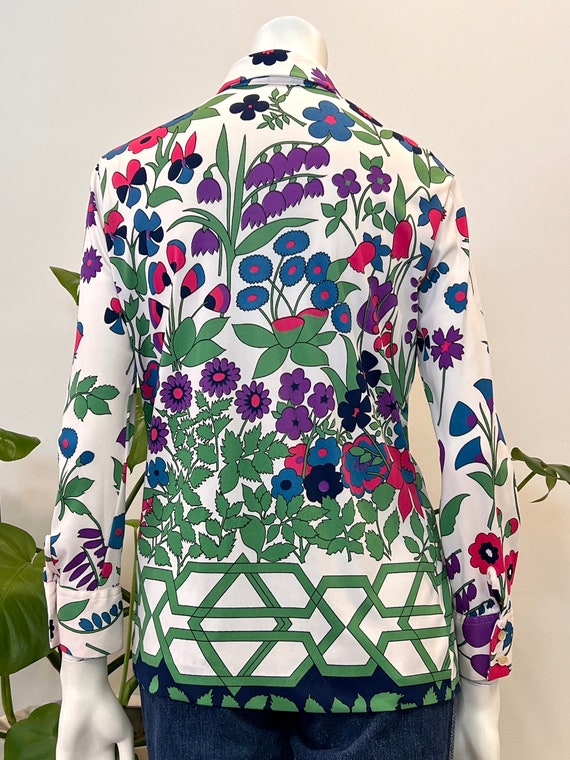 Vintage Lanvin Bright Flower Print Jersey Knit Blouse 70s - Etsy