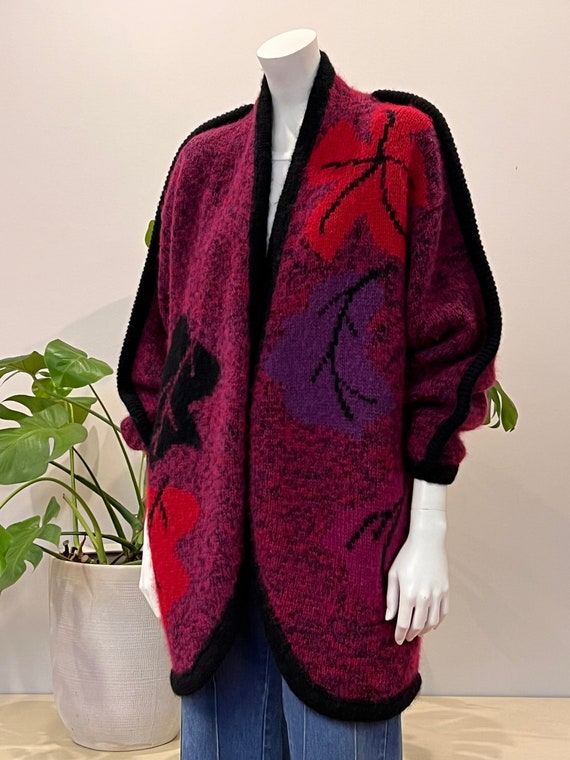 vintage chunky & oversized magenta intarsia knit h