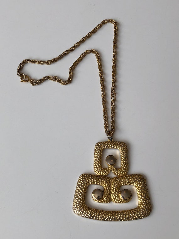 vintage gold modern brutalist pendant necklace 60s