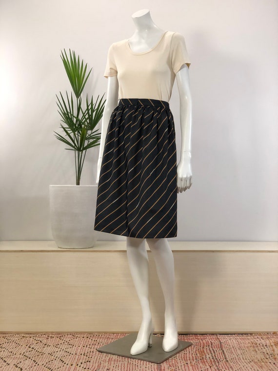 vintage graphic black diagonal striped skirt 70s - image 4