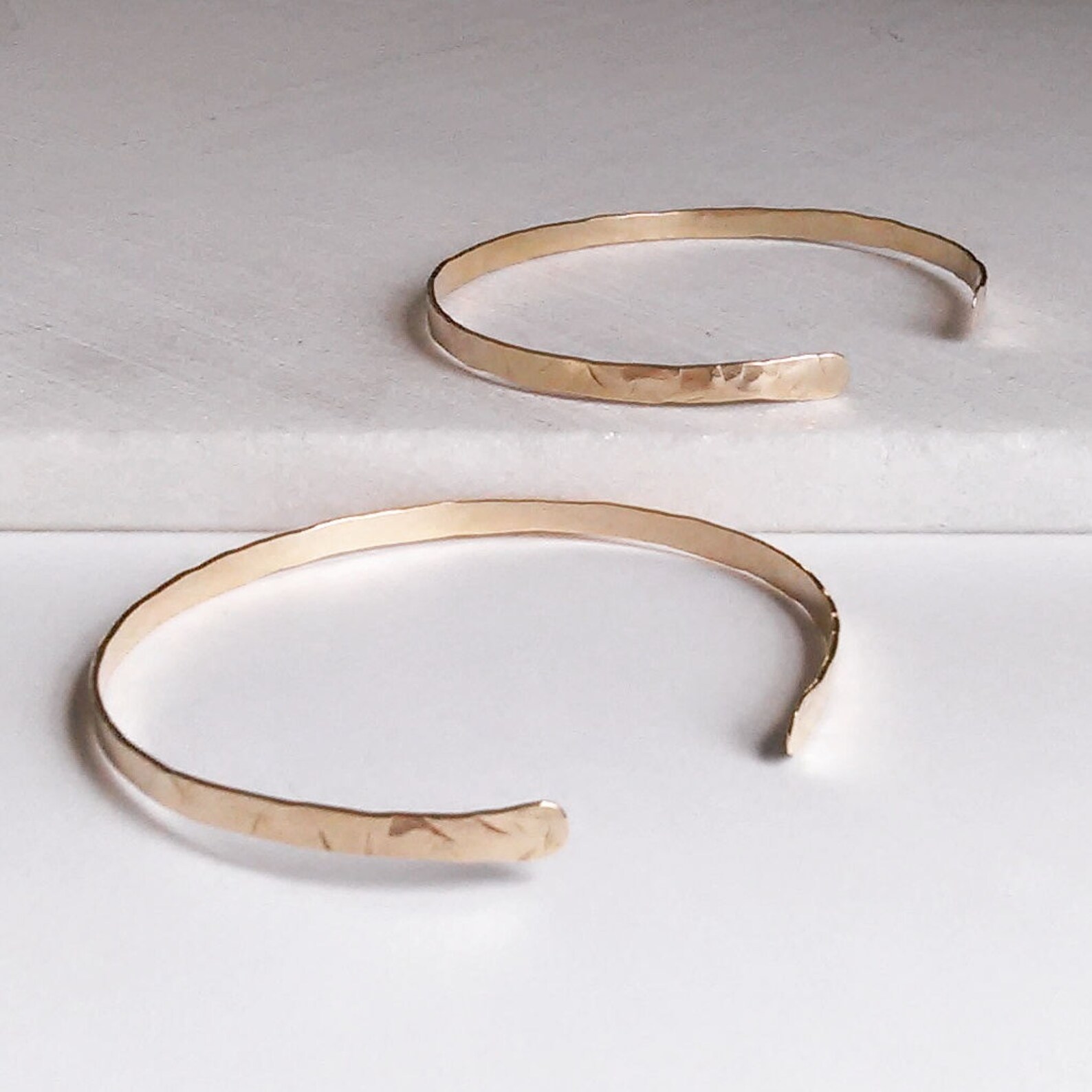 Thin Gold Cuff Bangle. Custom Size Hammered Copper Bracelet. Etsy