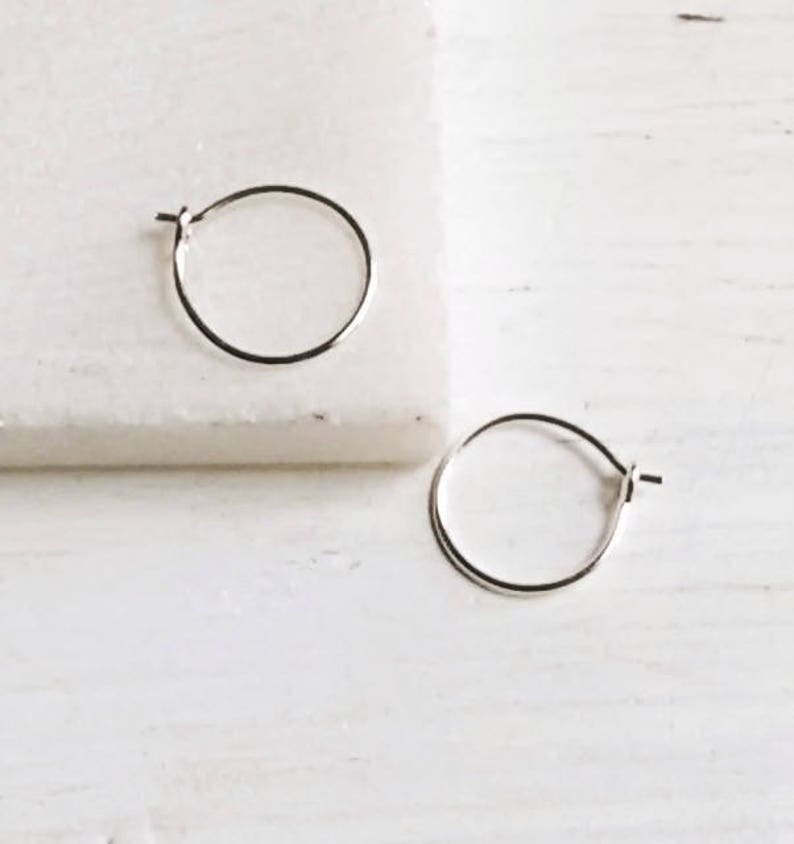 Small Silver Gold Hoops. Tiny Minimal Thin Sterling Wire Etsy