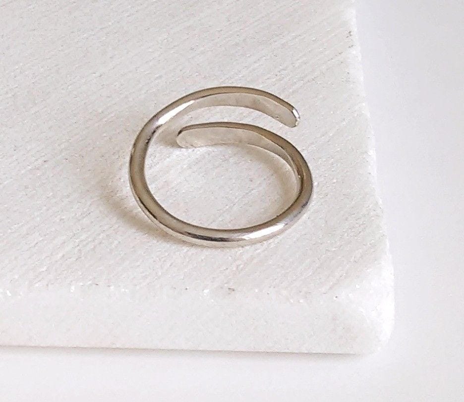 Silver Overlap Bypass Ring. Unisex Custom Size Minimal - Etsy