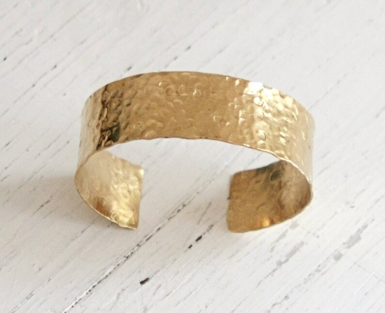 Gold Hammered Cuff Bracelet. Hand Brass Unisex Wide Etsy