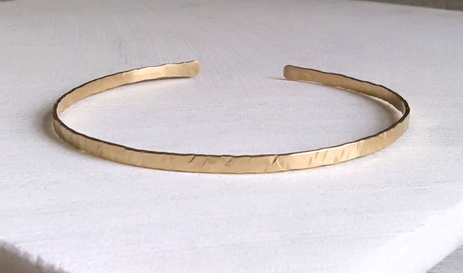 Thin Gold Cuff Bangle. Custom Size Hammered Copper Bracelet. Etsy