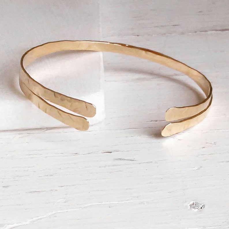Thin Gold Cuff Bangle. Custom Size Hammered Copper Bracelet. Etsy