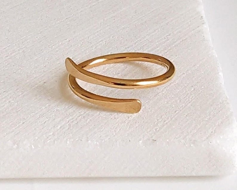 Copper or Gold Bypass Ring. Custom Size Thin Skinny Metal - Etsy