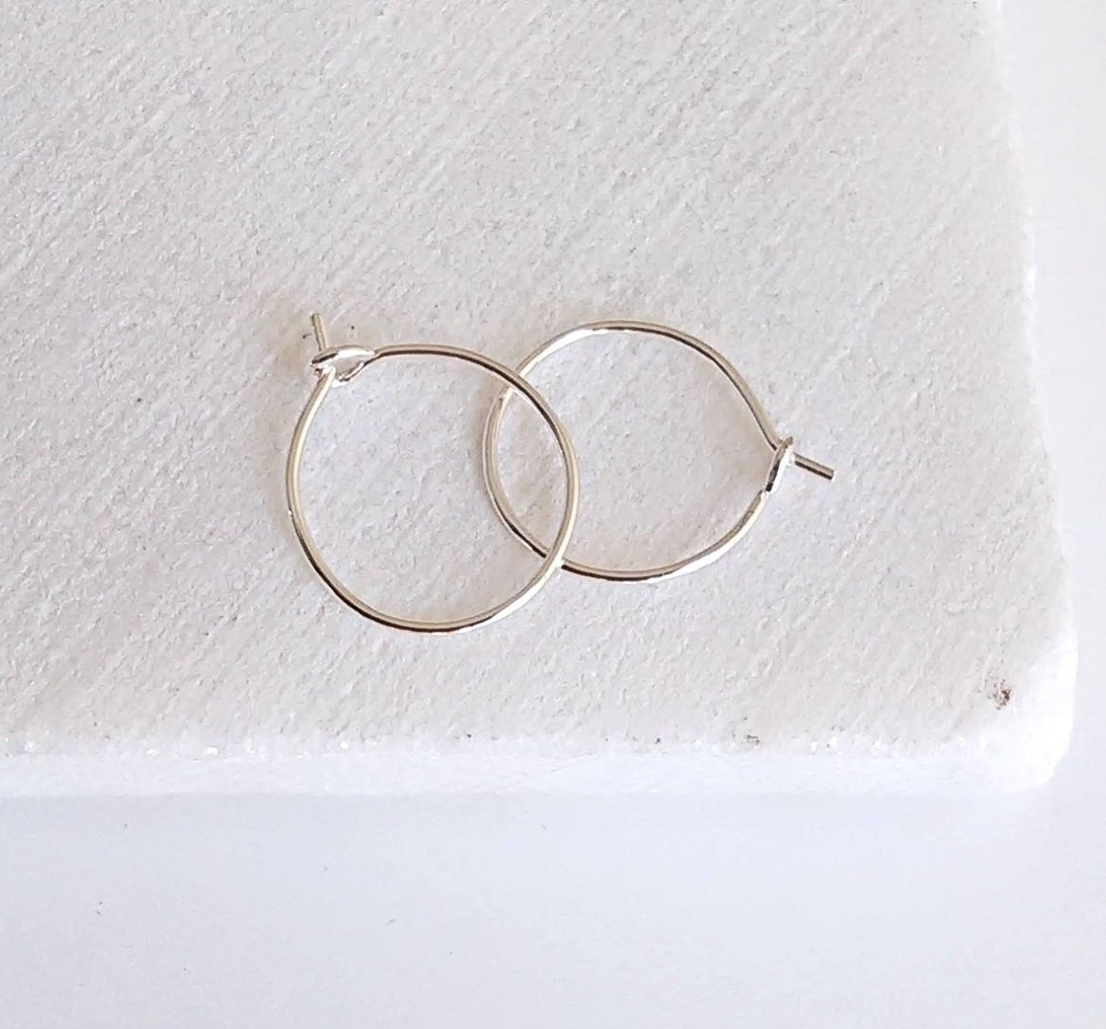 Small Silver Gold Hoops. Tiny Minimal Thin Sterling Wire Etsy
