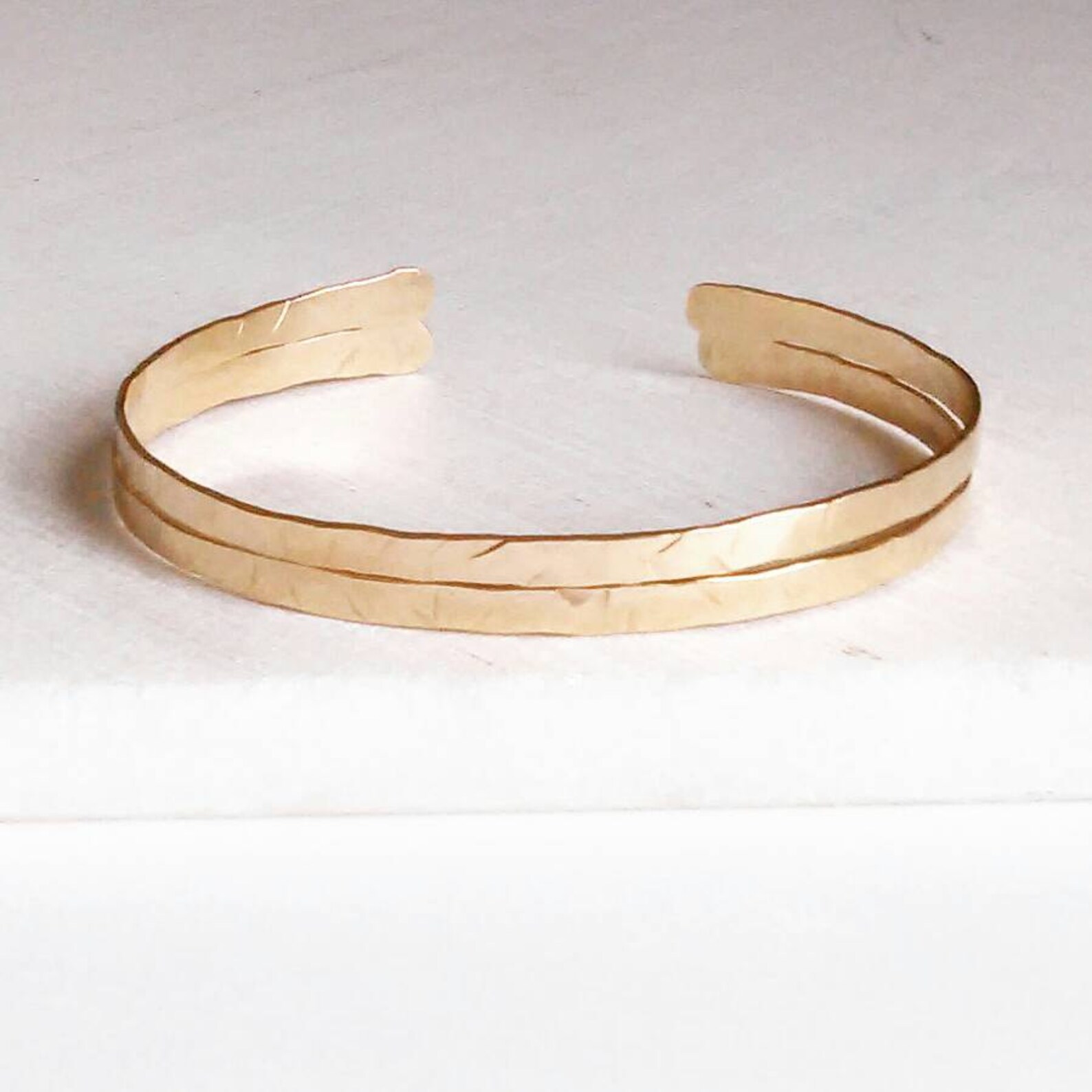 Thin Gold Cuff Bangle. Custom Size Hammered Copper Bracelet. Etsy