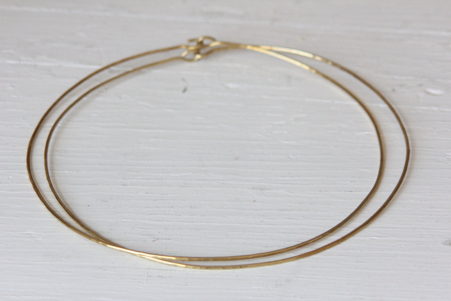 Gold Silver Thin Choker. Hammered Brass Neckwire Necklace. - Etsy