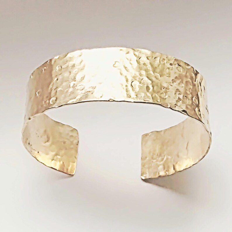 Gold Hammered Cuff Bracelet. Hand Forged Brass Unisex Wide - Etsy