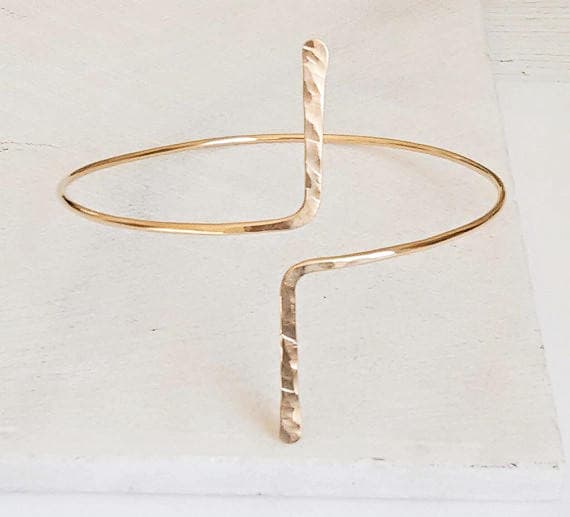 Unisex Copper Custom Sterling Silver Loop Bracelet.Aluminum 25th 10th 8th Anniversary Birthday Gift Jewelry Silver Gold Hammered Bangle