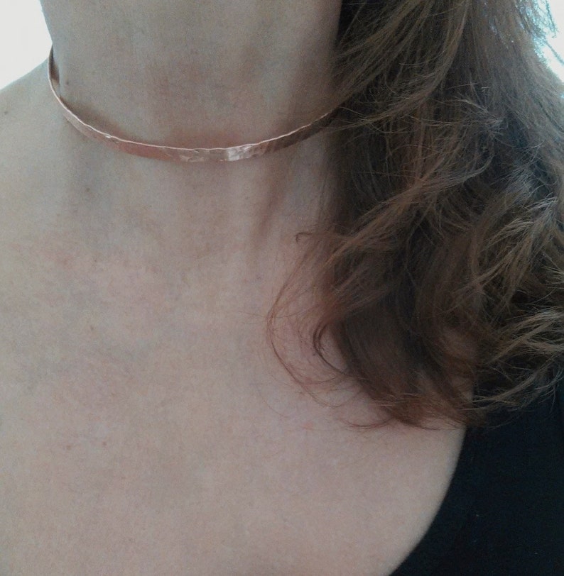 Copper Gold Choker Neck Cuff. Hammered Silver Collar Necklace. Etsy