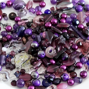 Purple Bead Mix Glass - Mix Craft Supplies - Jewelry Supplies - Bead Supplies - Loose Bead - Lot Jewelry Making - Mix Shapes and Sizes