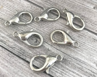 10+ pcs Large Lobster Claw Clasps - Large Key Clasps - Big Lobster Clasps -  large trigger clasp - king ring clasps