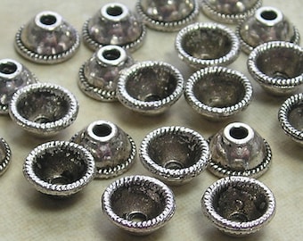 Bead caps, Bead Caps, Antiqued Silver - Silver Bead Caps