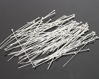 Headpins de boule d’argent, têtes de boule en laiton, tête pour des perles, argent d’épingles, fournitures de bijoux, goupille de Rhodium, conclusion d’argent, épingles en métal