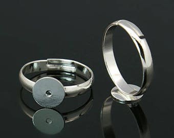 5 pz anello basi argento placcato e regolabile